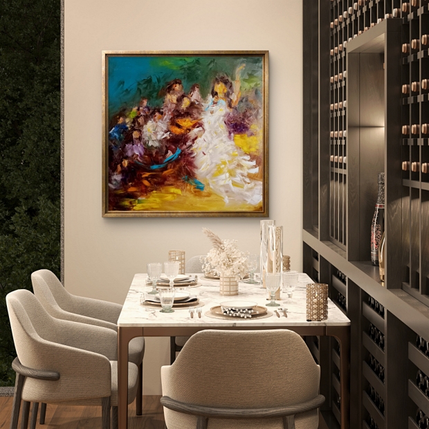 Example of a Shereen Abdalla painting in a private room 